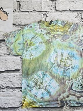 Tie-Dye Short Sleeve Crewneck T-Shirt - Green Blue